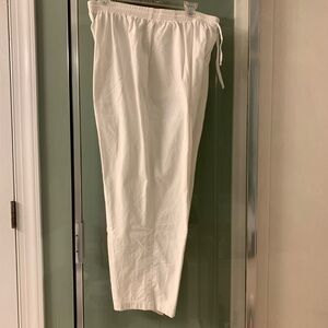Alfred Dunner Pull On White Cotton Summer Pants Flood Length Size 18 EUC